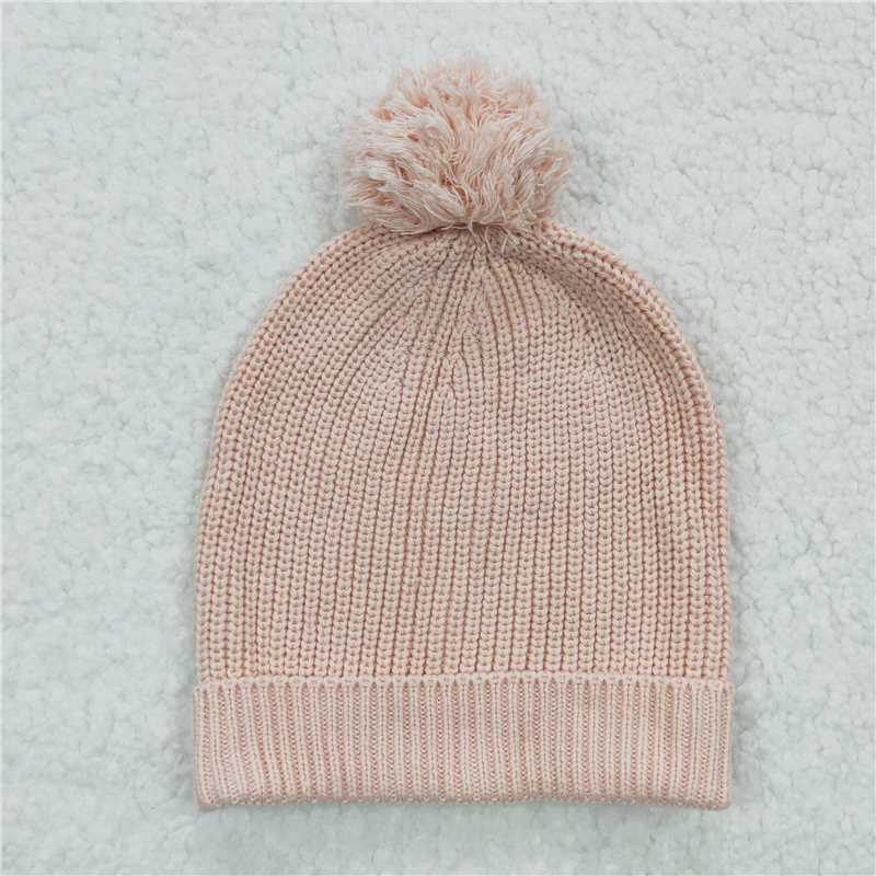 Peach baby girls woolen hat