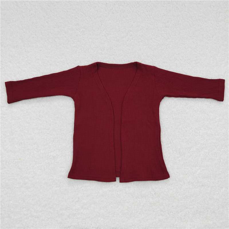 GT0247 Baby Girls Maroon Color Long Sleeve Fall Cardigans Tops
