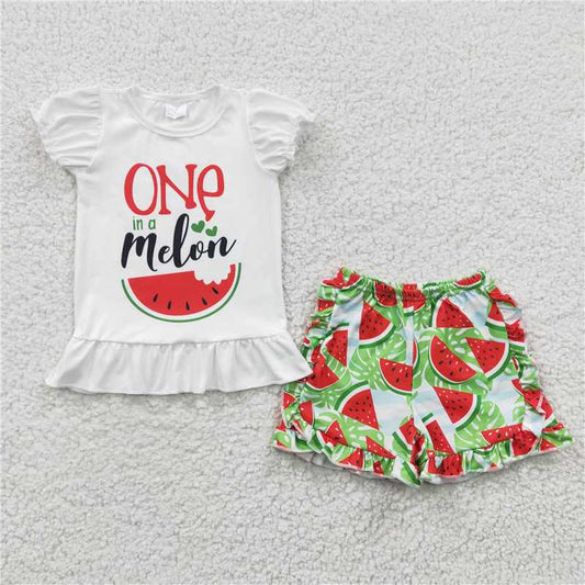 Watermelon exquisite ruffles Shorts sets