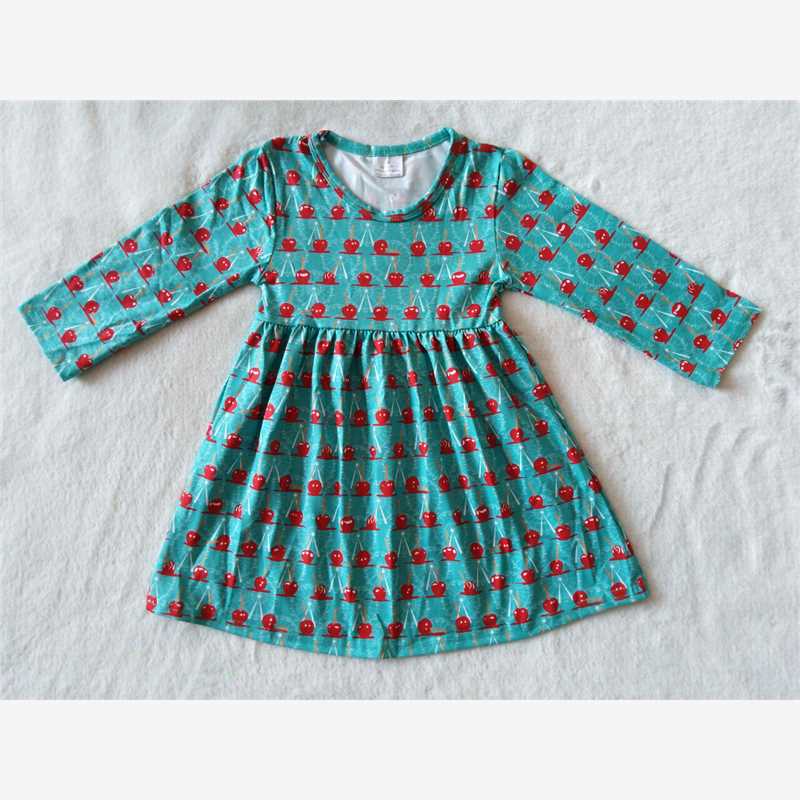 9.19 RTS NO MOQ(In stock)G2-16\ Baby Girls Winter Dress Red heart cup long sleeve dress