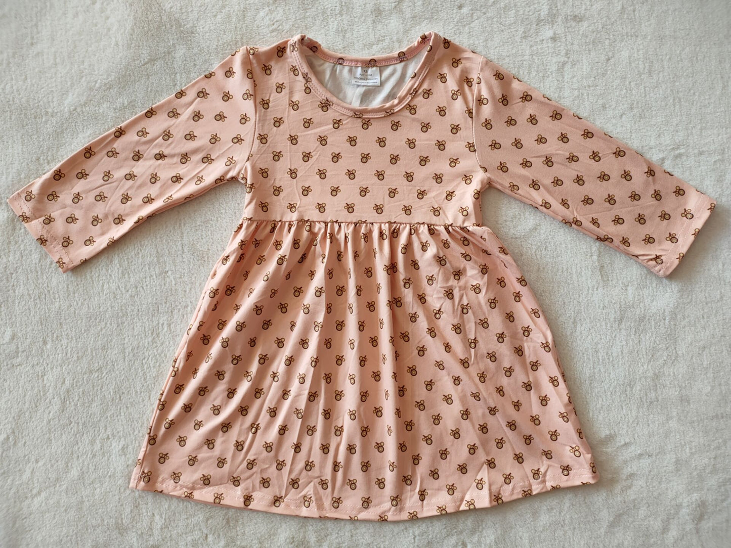 9.17 RTS NO MOQ(In stock)G2-16-2*/* Baby Girls Winter Dress Baby Girls Three small circles knee-length Dresses