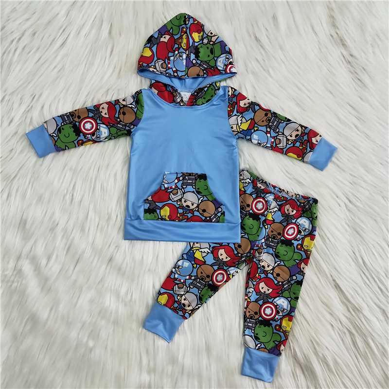 6 B9-37 Boys cartoon hoodie long sleeves and long pants