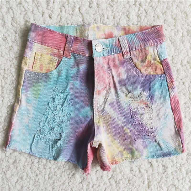 D10-30 Girl Tie Dye denim shorts