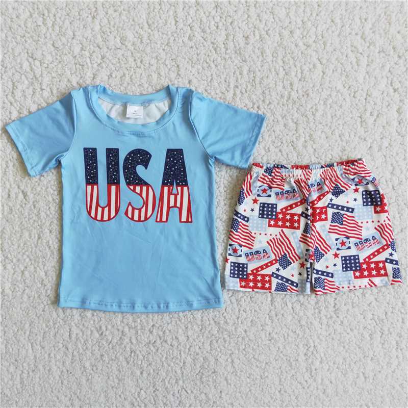D11-19 4th of July USA flag shorts sets