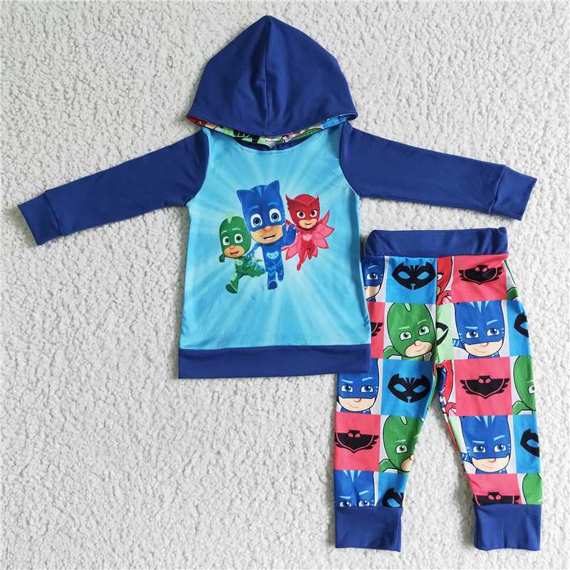 6 A9-19 Superman Peter Pan hooded long-sleeved sweatshirt and trousers set