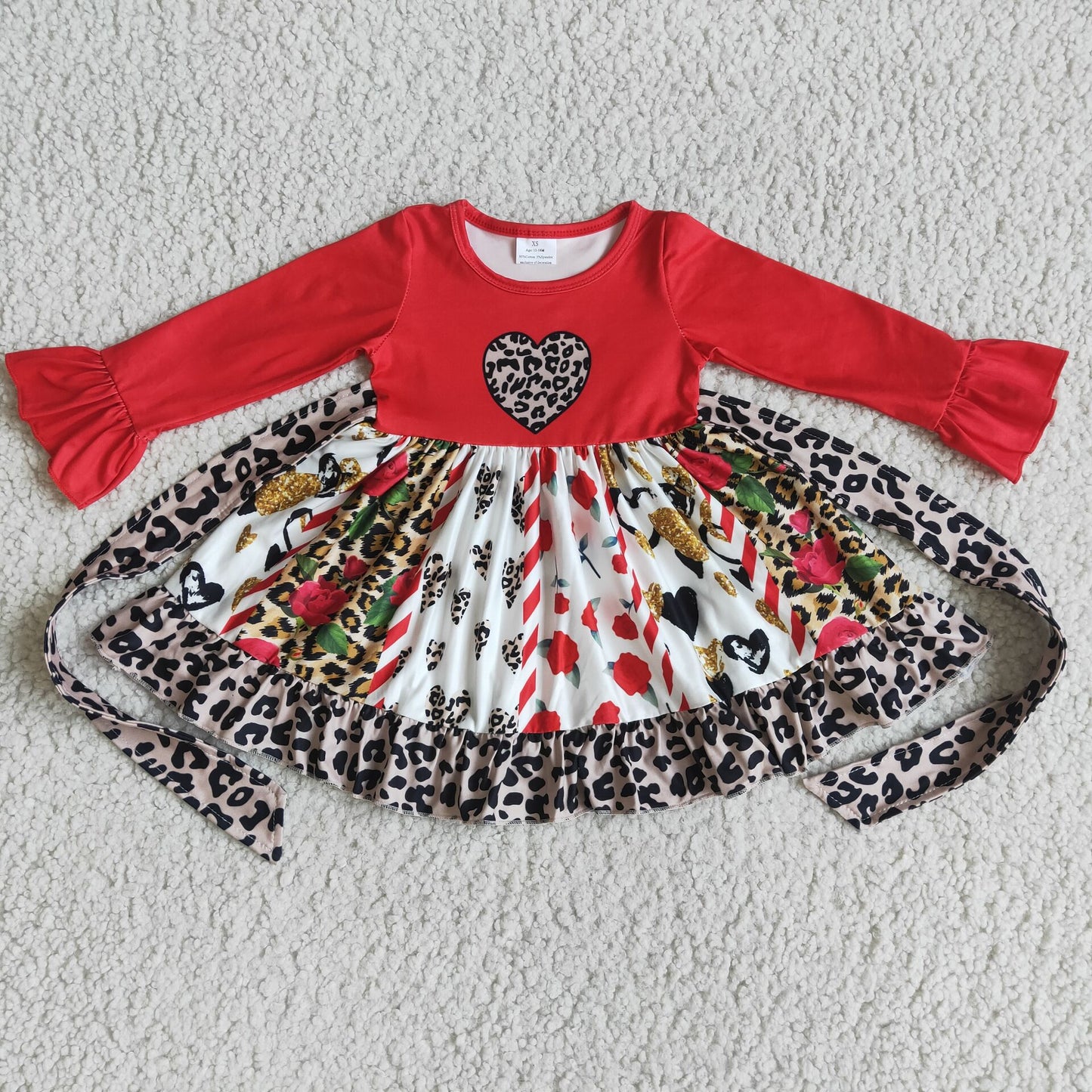 6 A13-30 Heart Valentines patchwork twirl belt dresses