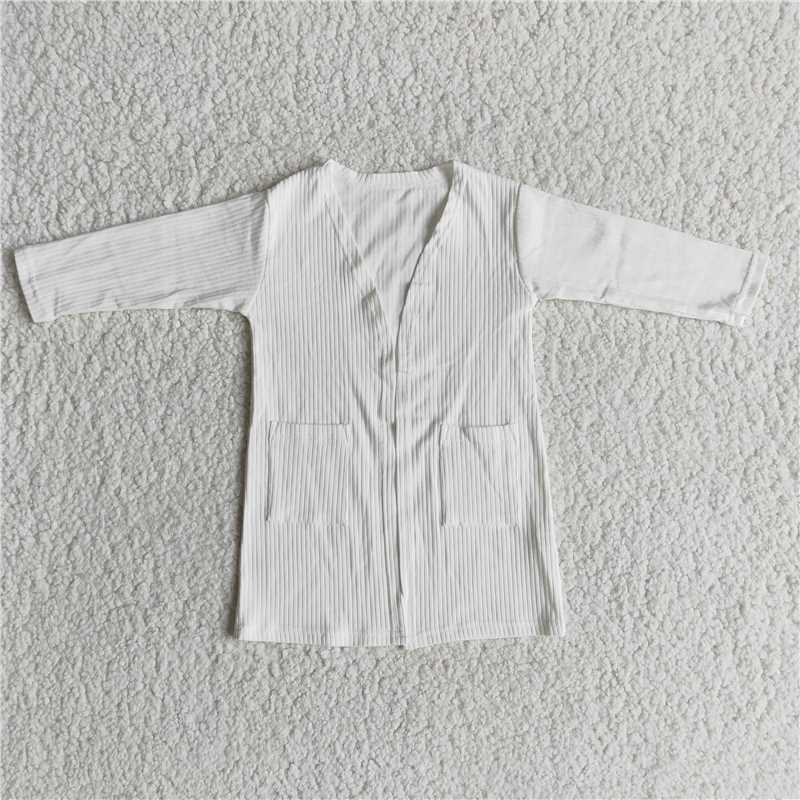 6 A31-5 Baby Girls pocket spring Long Sleeve Cardigan 2-white