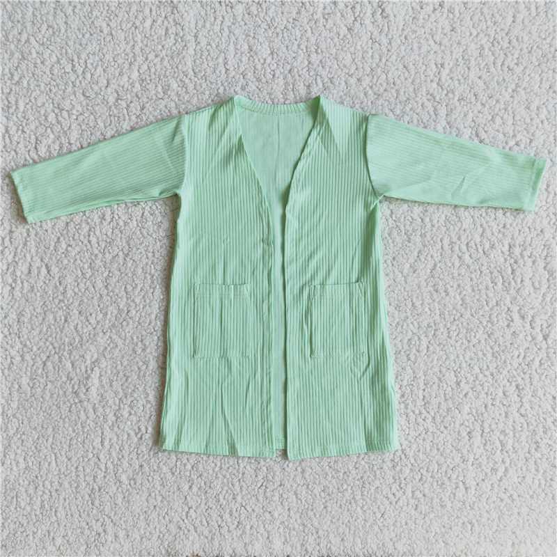6 A31-4 Baby Girls pocket spring Long Sleeve Cardigan 3-green