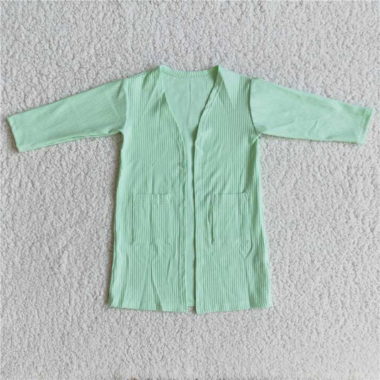 6 A31-4  Baby Girls pocket spring Long Sleeve Cardigan 3-green