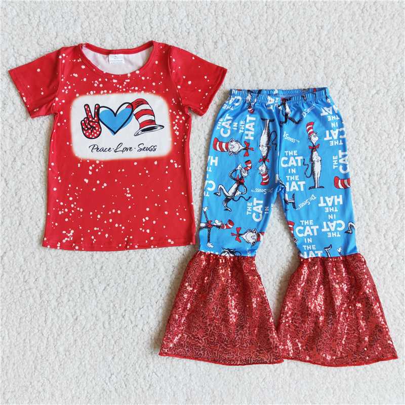 E13-27 Baby Girls Dr school hats bell pants sets