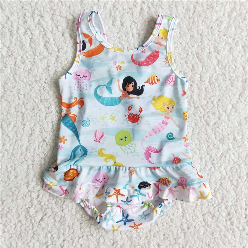 B0-20 Baby Girls summer mermaid one piece swimsuits