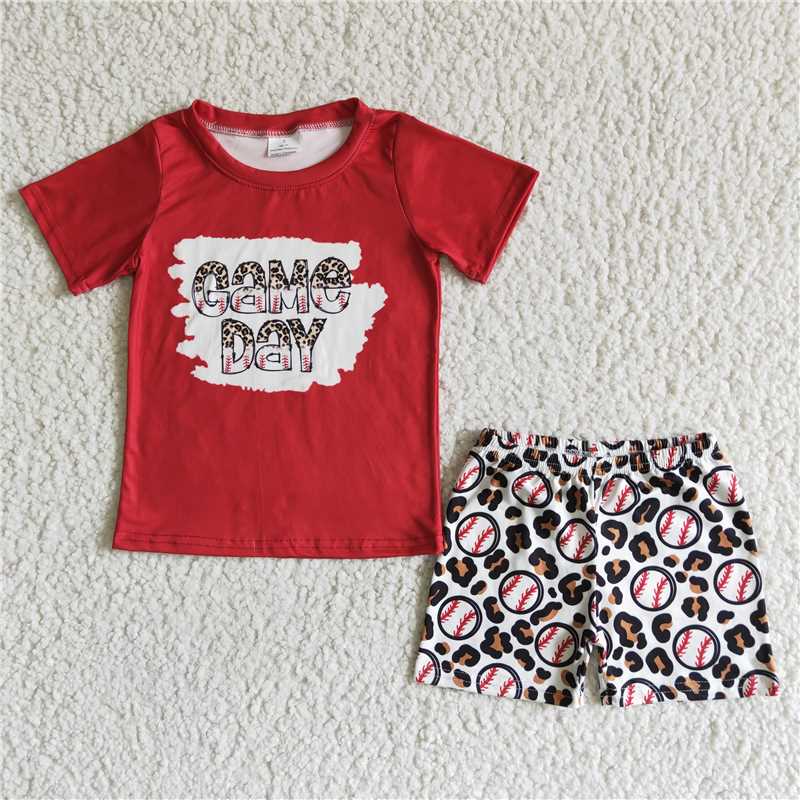 BSSO0026 Baby boys baseball game day summer shorts sets