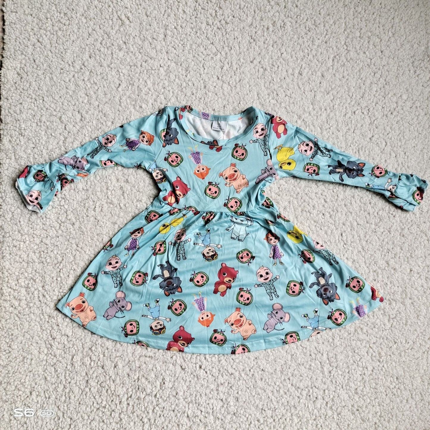 10.3 RTS NO MOQ(In stock)G3-12-5,; Baby Girls Winter Dress Watermelon Pig Long Sleeve Dress