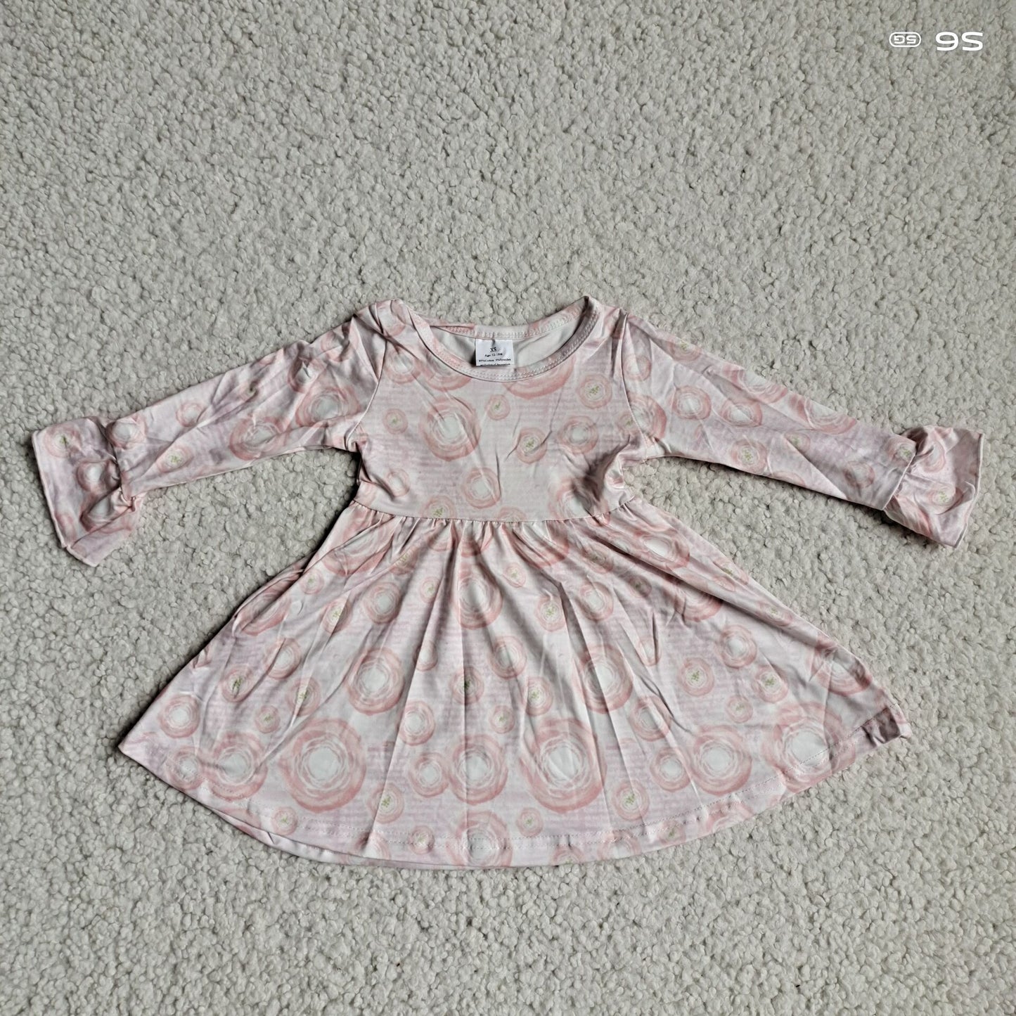 9.27 RTS NO MOQ(In stock)G4-12-9* Baby Girls Winter Dress Light orange pink long-sleeved dress