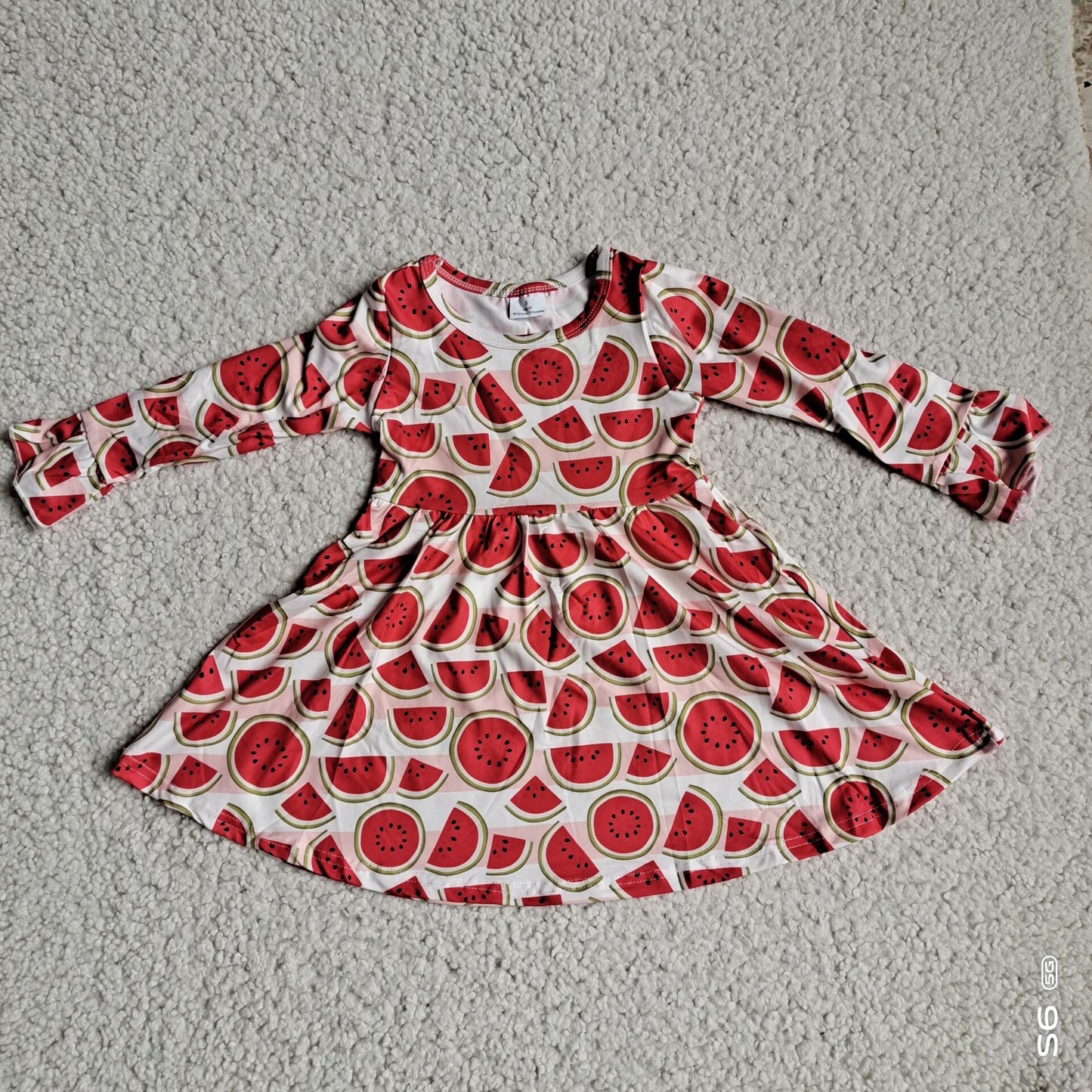 10.2 RTS NO MOQ(In stock)G4-12-9 Baby Girls Winter Dress Watermelon light pink long-sleeved dress