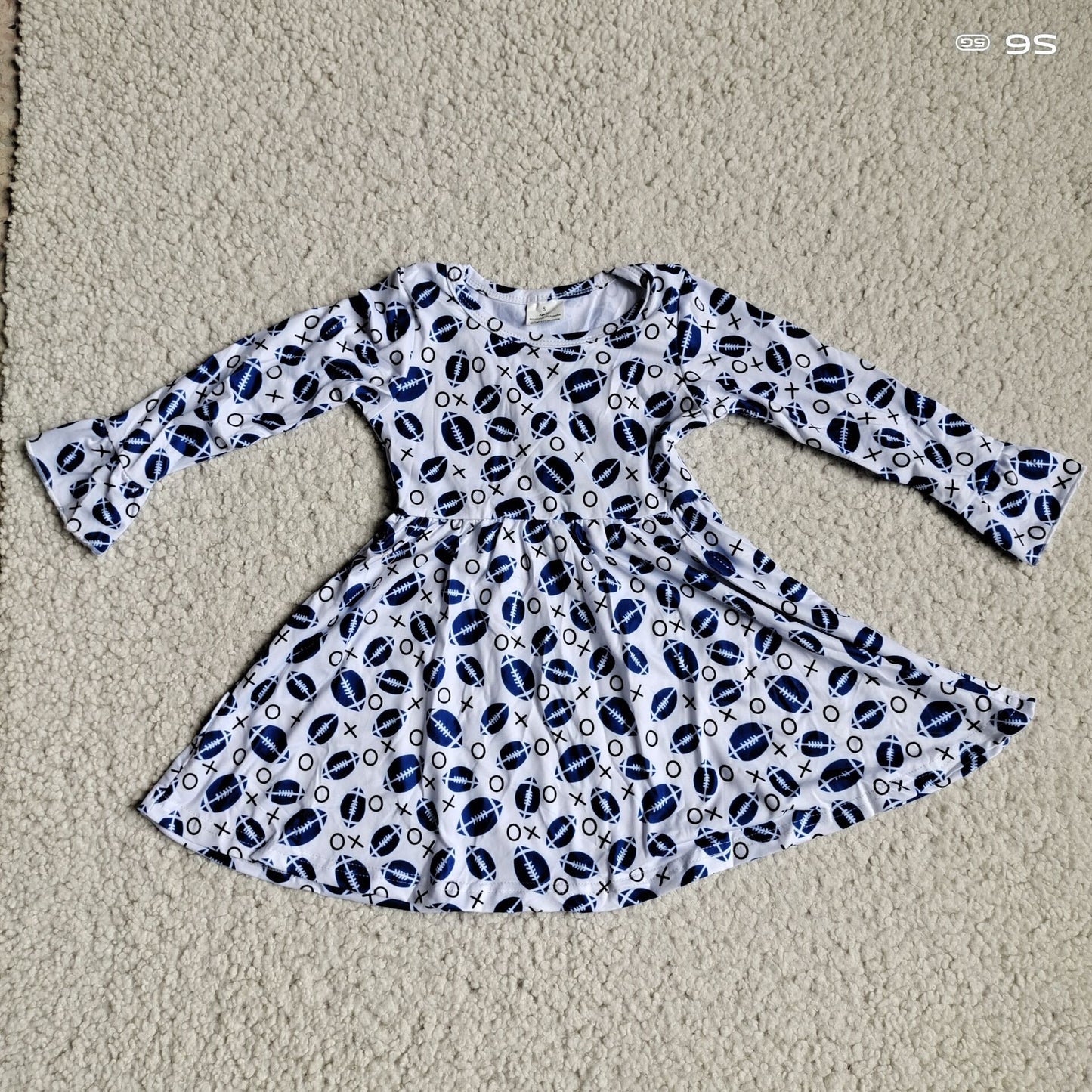10.1 RTS NO MOQ(In stock)G3-4-6- Baby Girls Winter Dress Blue Rugby Long Sleeve Dress