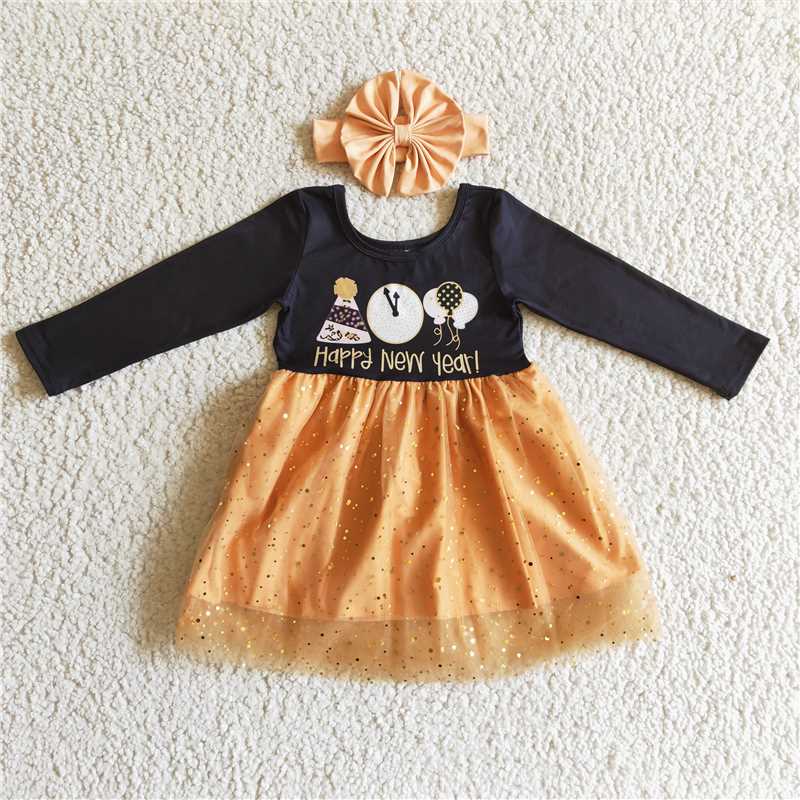 GLD0138 Baby girls Happy New Year tutu dresses