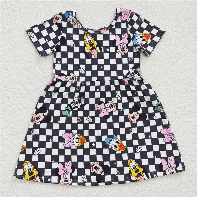 GSD0235 Short sleeves plaid mouse baby girls summer dress