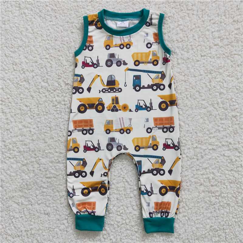 SR0197 Baby Boys Truck Sleeveless Rompers