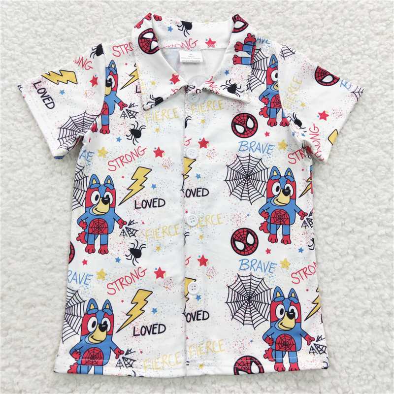 BT0223 Baby Boys Halloween Dogs Short Sleeve Shirts Tops