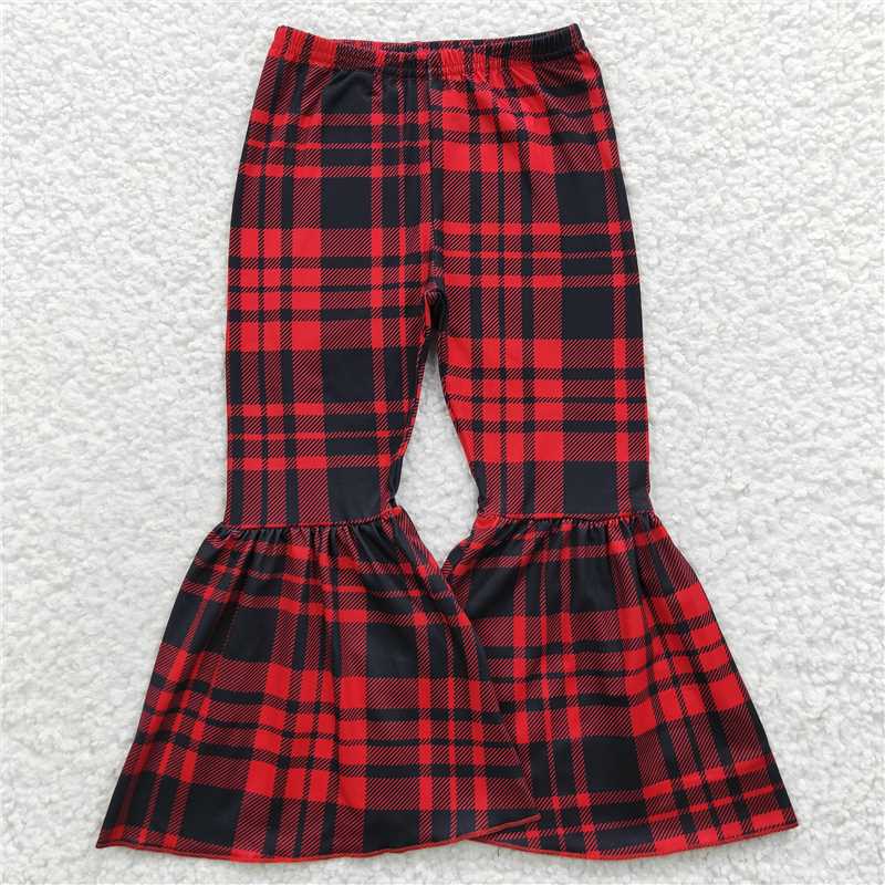 P0150 Baby Girls Reed Black Plaid Bell Bottom Pants