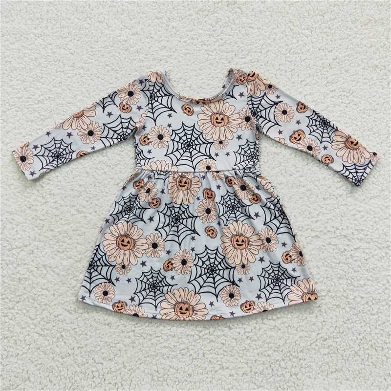 GLD0195 Baby Girls Halloween Flowers Pumpkin Dresses