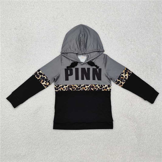 10.14 RTS NO MOQ (In stock)G3-16-5';[. Baby Boys Long Sleeve Top Black English Leopard Print Hooded Long Sleeve Top