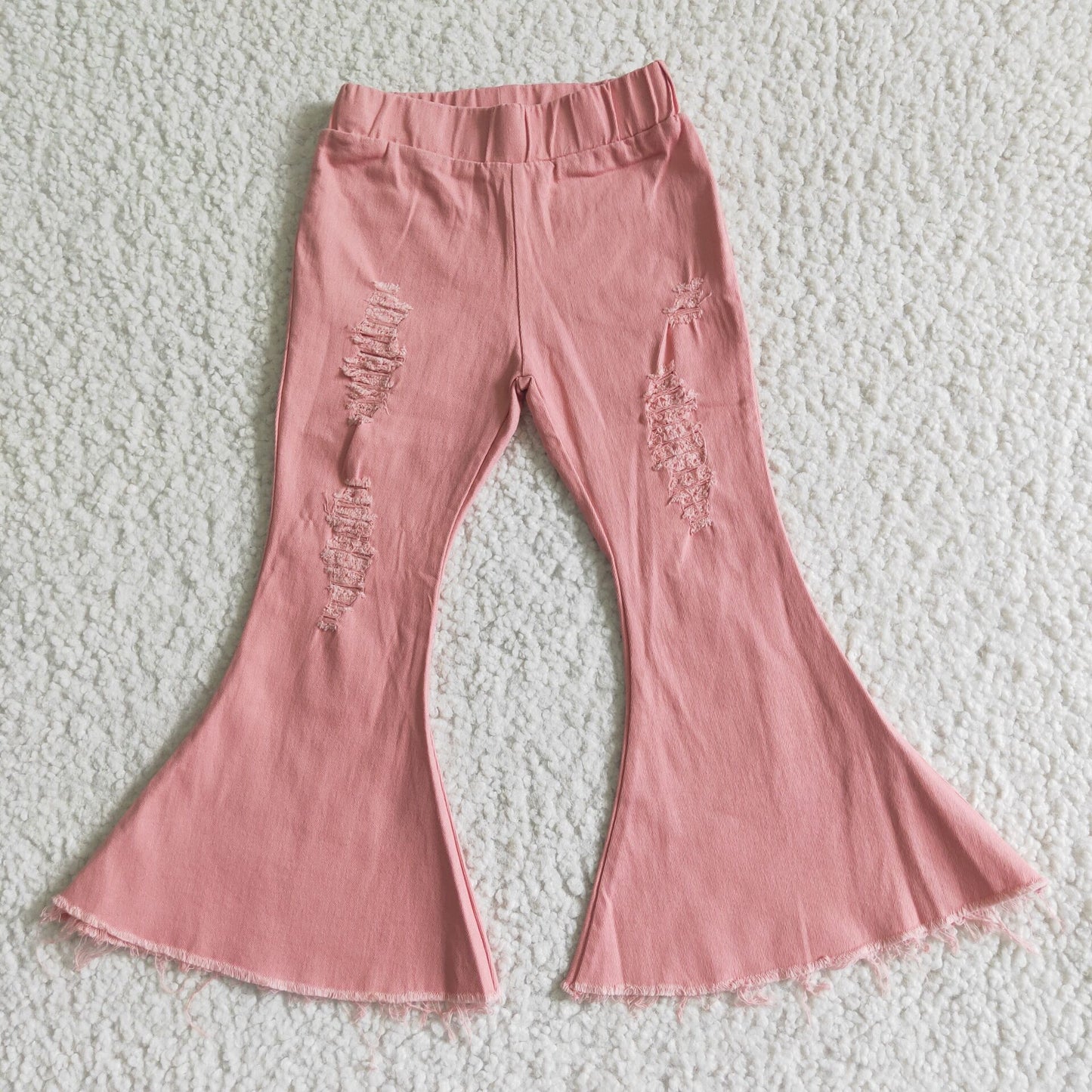 C13-1-2 Baby girls pink denim bell pants sets