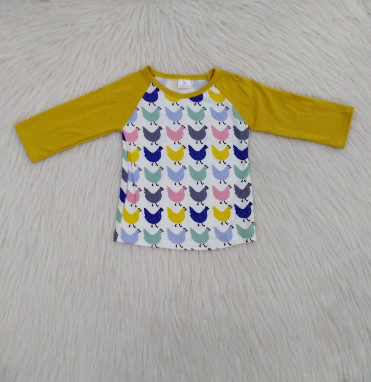 10.13 RTS NO MOQ (In stock)G3-16-4[ Baby Boys Long Sleeve Top Rooster and hen yellow long-sleeved top