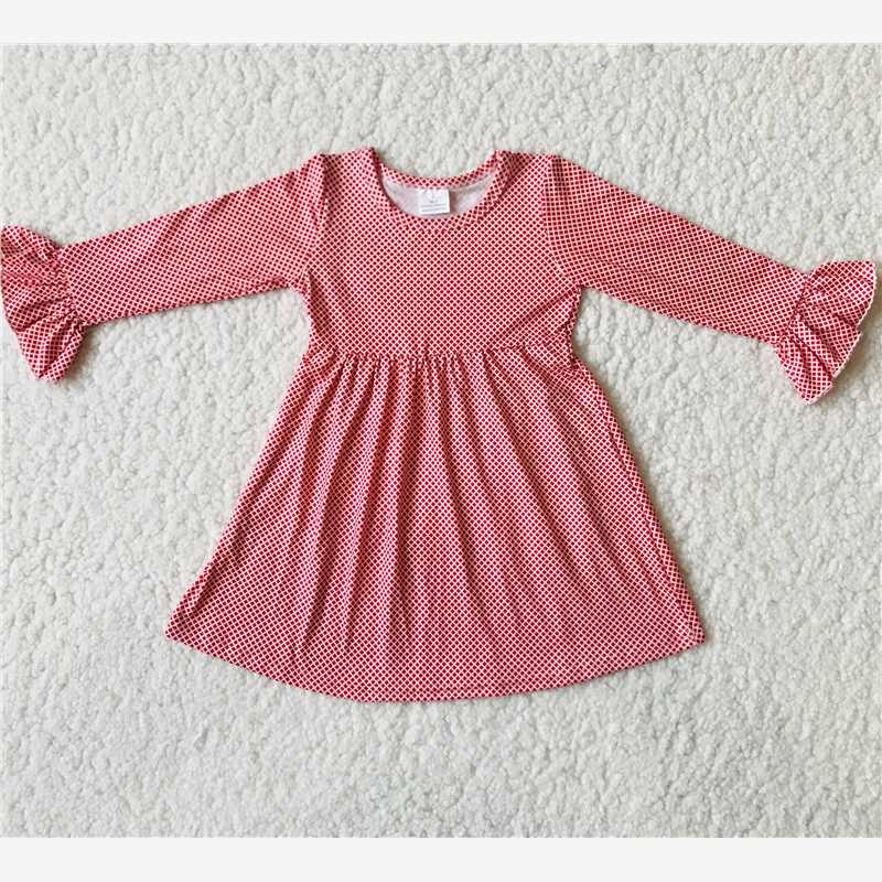 9.26 RTS NO MOQ(In stock)G3-8-2;[* Baby Girls Winter Dress Red plaid long-sleeved skirt