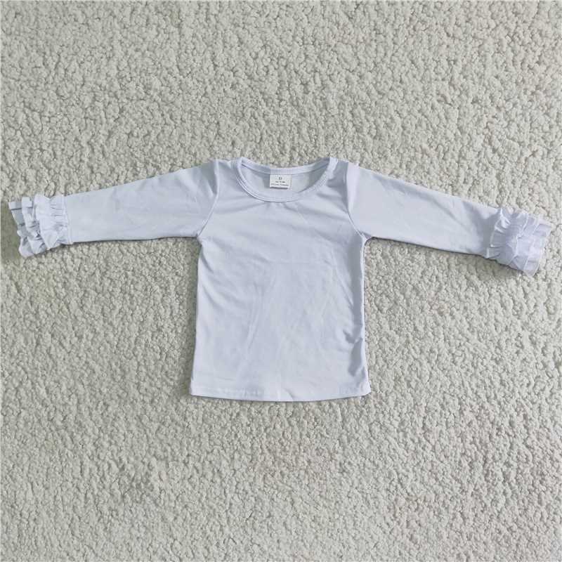 6 A8-1-1 White icing ruffle long sleeve T-shirts