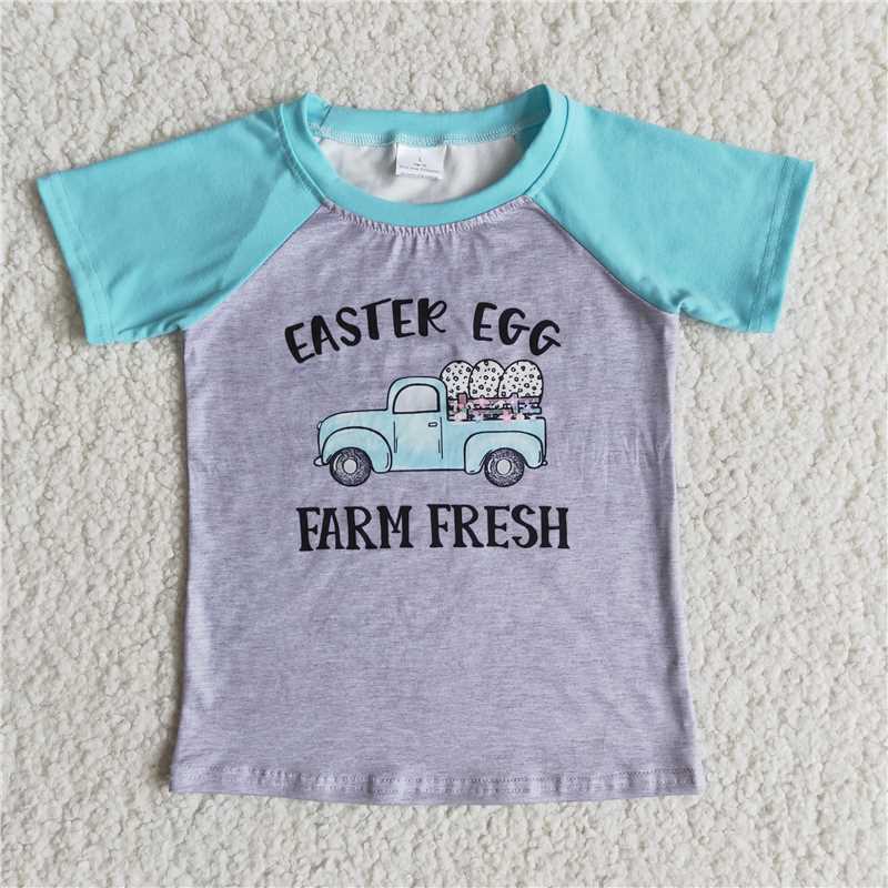 E7-15 Sales New RTS No Moq Promotion Boys Easter egg farm shirts