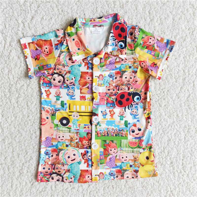 B1-30 Baby Boys cartoon button up shirts