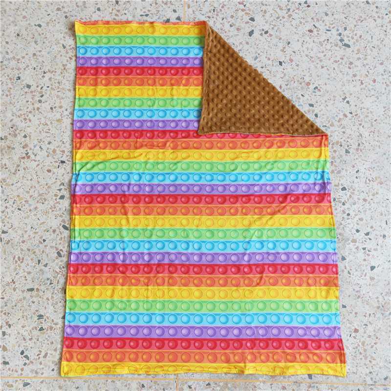 6 A31-6 Rainbow bubbles polka dots baby kids blankets