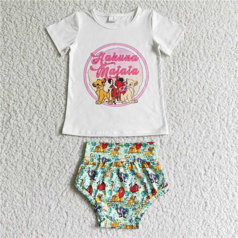 GBO0025 Baby girls lion cartoon bummie sets