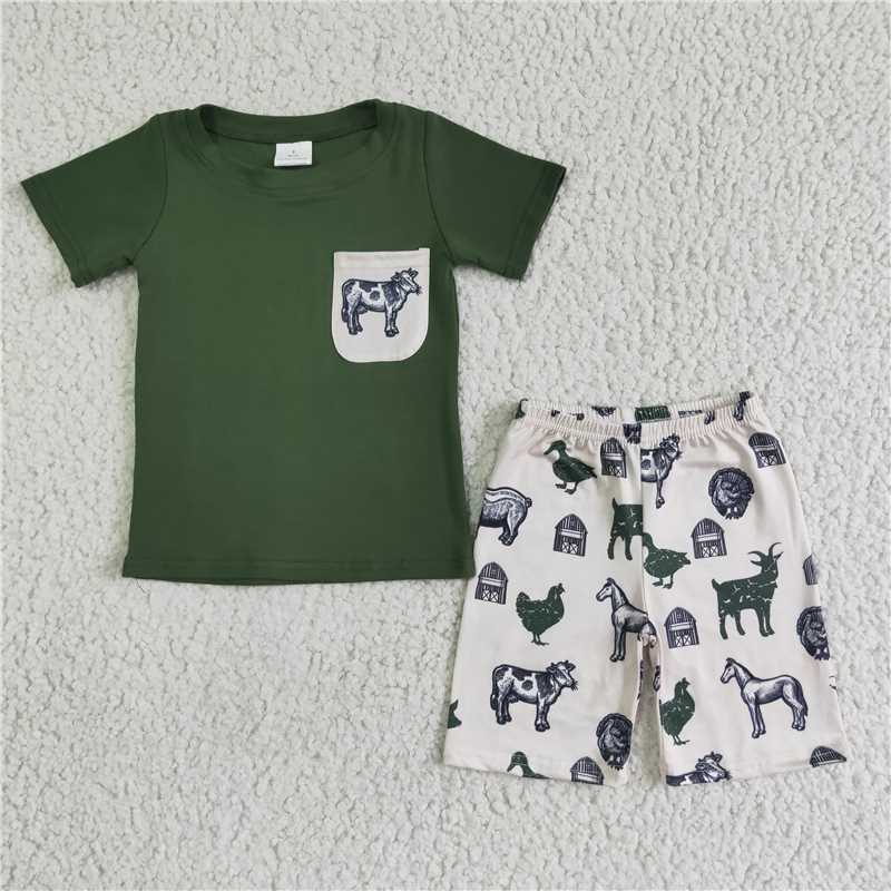 BSSO0046 Baby boys farm life pocket summer shorts sets