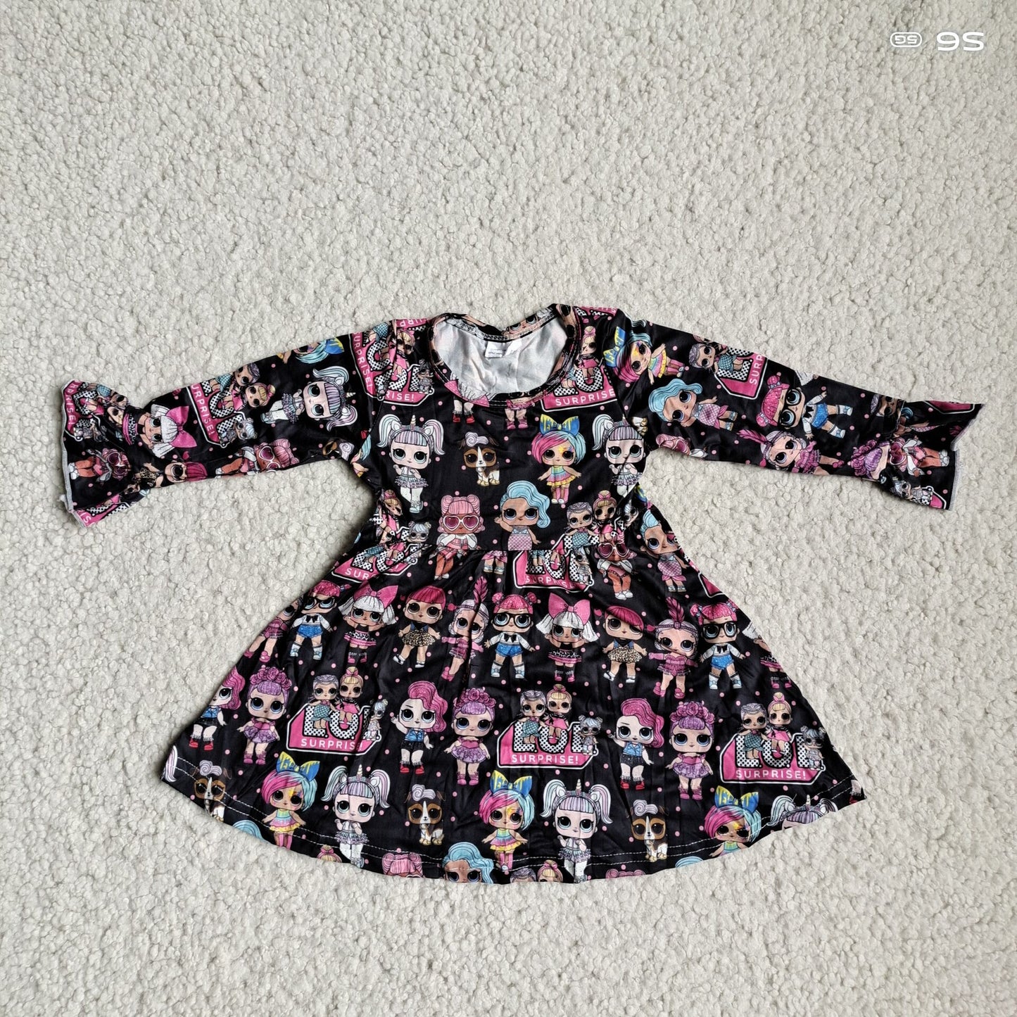 10.3 RTS NO MOQ(In stock)G4-12-2'- Baby Girls Winter Dress Girls' black long-sleeved dress with flowers