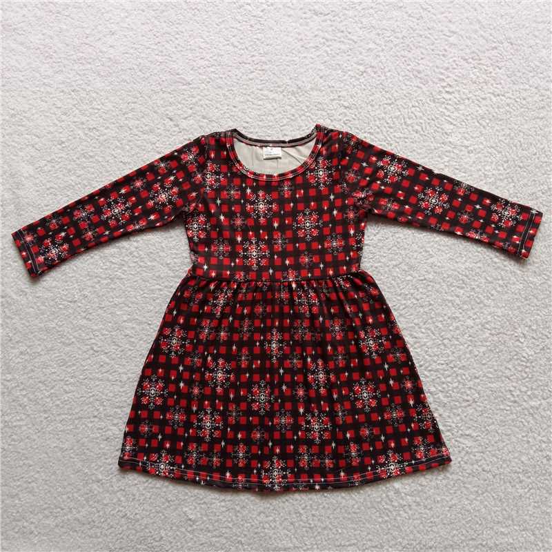 9.16 RTS NO MOQ (In stock)G3-24;. Baby Girls Winter Dress Baby Girls Snowflake Plaid knee-length Dresses