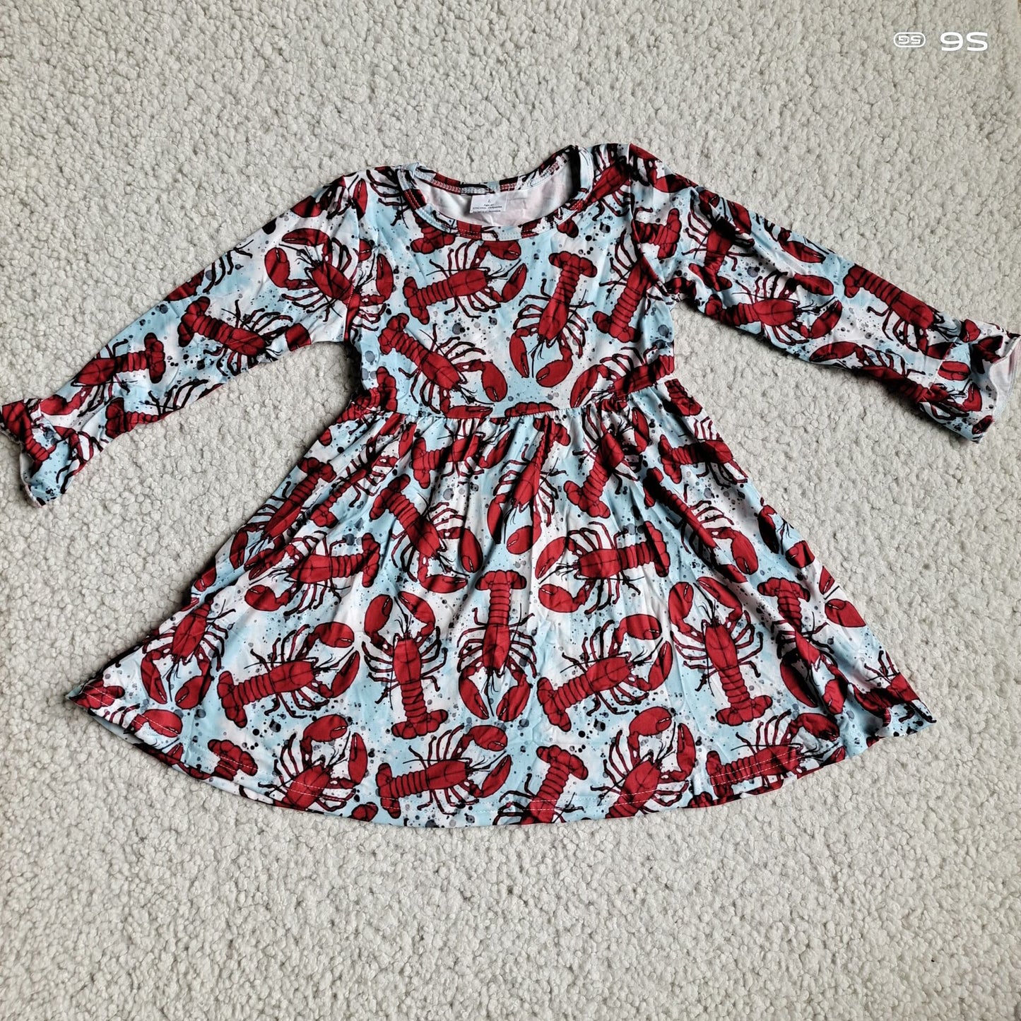 10.1 RTS NO MOQ(In stock)G3-4-2'[ Baby Girls Winter Dress Dark red crayfish long-sleeved dress