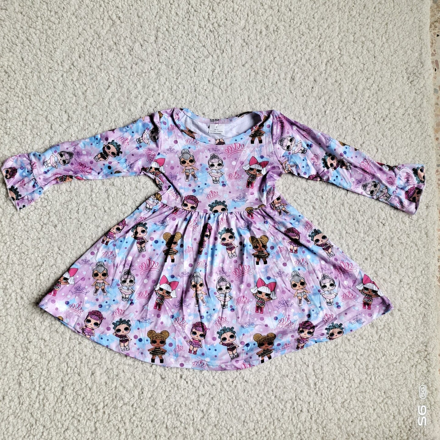 10.1 RTS NO MOQ(In stock)G3-4-2;. Baby Girls Winter Dress Purple long-sleeved dress