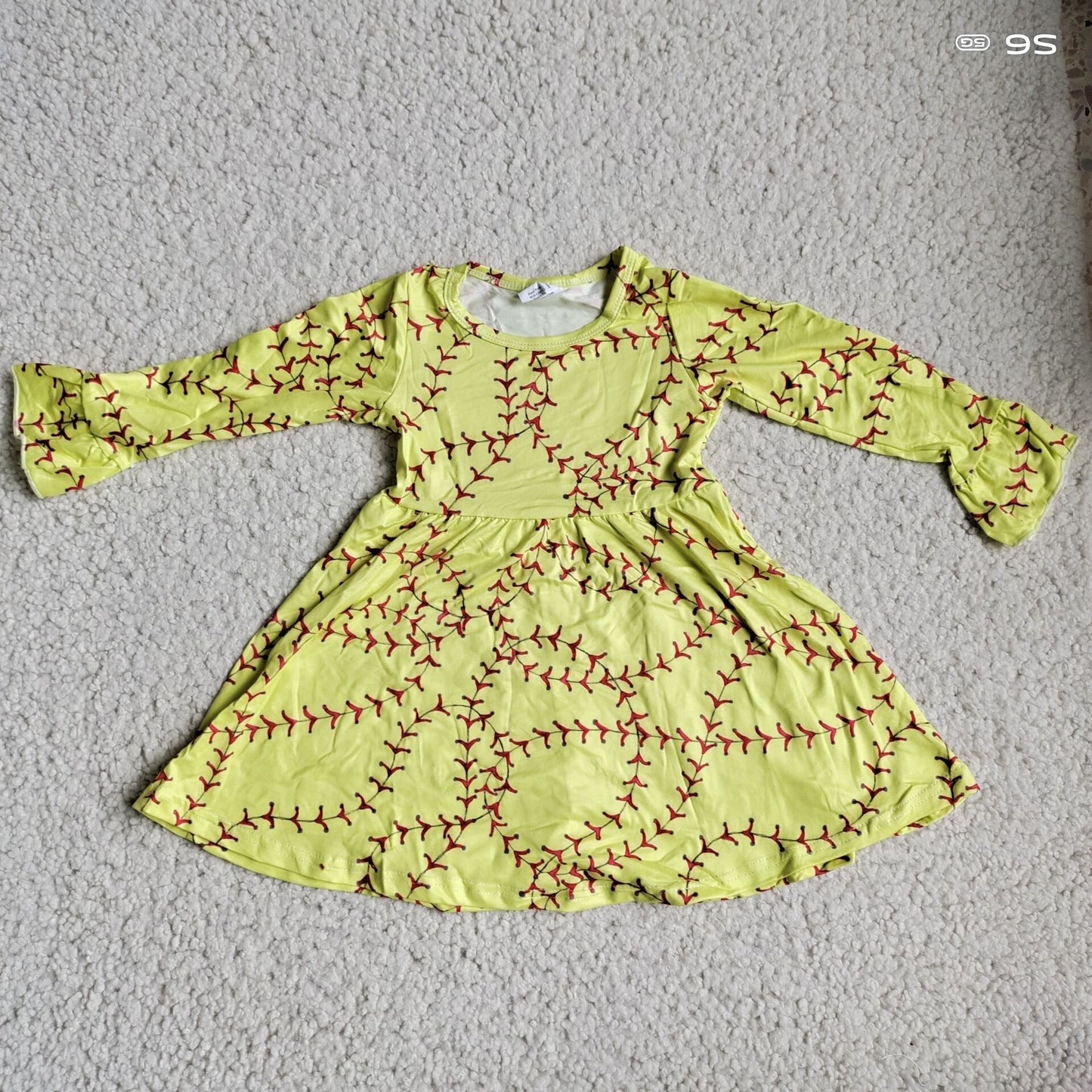 10.1 RTS NO MOQ(In stock)G2-20-3,' Baby Girls Winter Dress Red branches yellow long-sleeved skirt