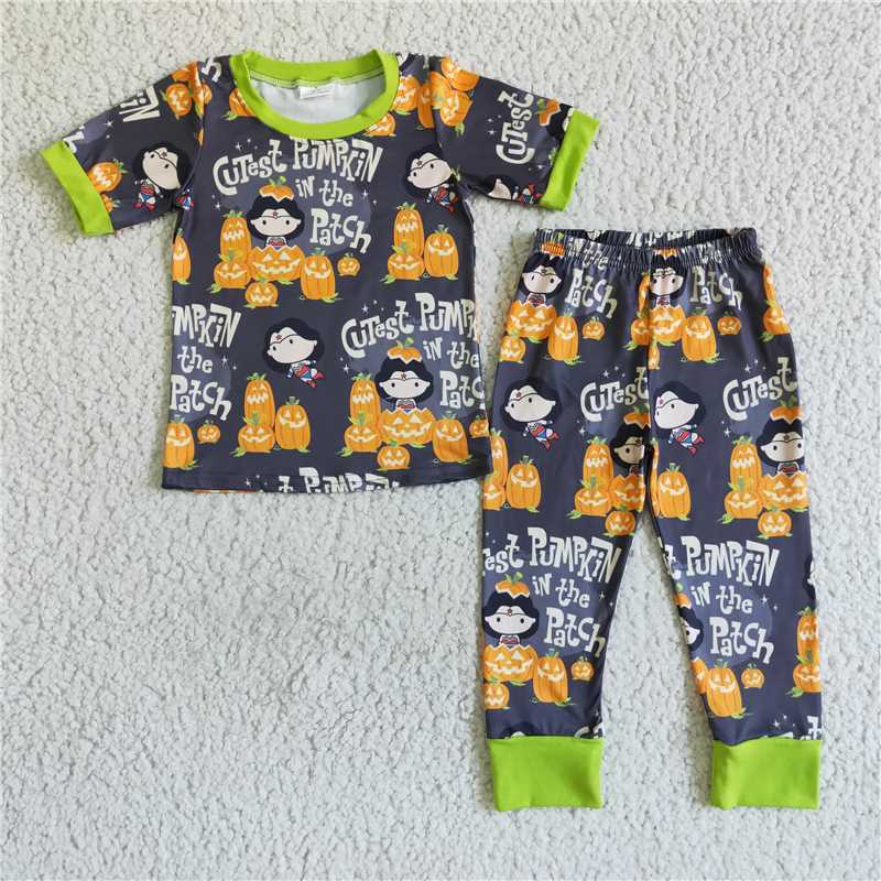 BSPO0027 baby boys pumpkin pajamas legging sets