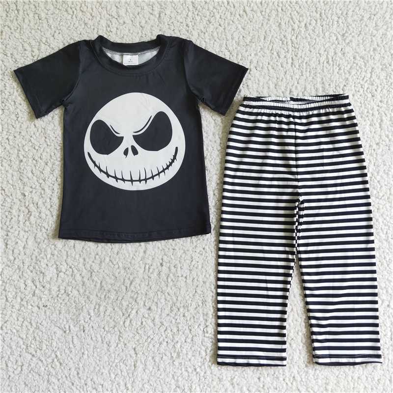 BSPO0025 baby boys Halloween face black pants clothes sets