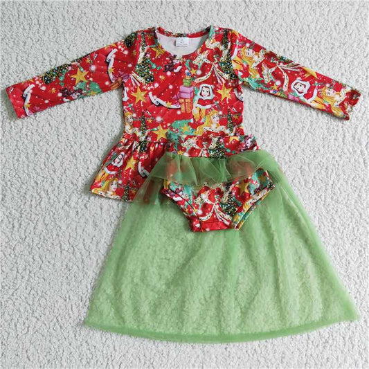 GLD0090 Baby Girls Christmas princess red tutu bummie skirts sets
