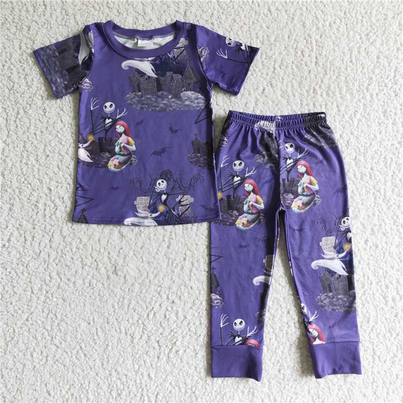 BSPO0026 Halloween boys short sleeve shirt pajamas legging sets