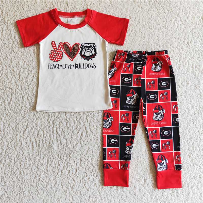 BSSO0085 Baby boys football team red pants sets