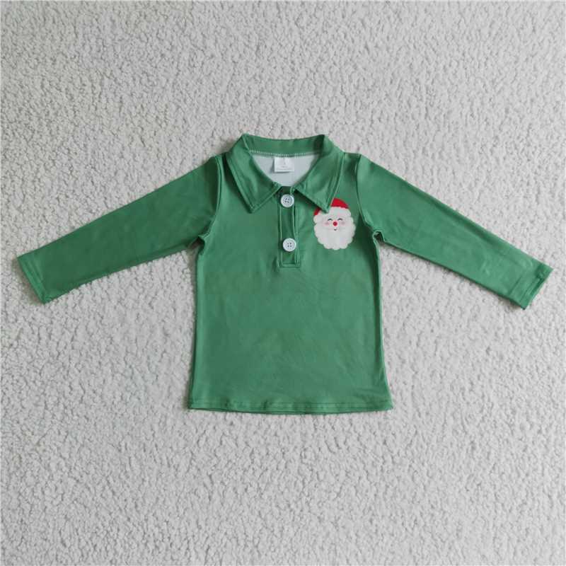 BT0073 Baby boys Christmas santa green pullover shirts Tops
