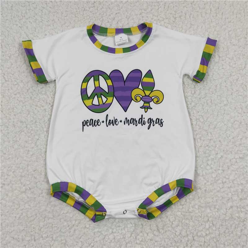 12.18 RTS NO MOQ (In stock)SR0123 Baby Girls Mardi Gras Day Rompers