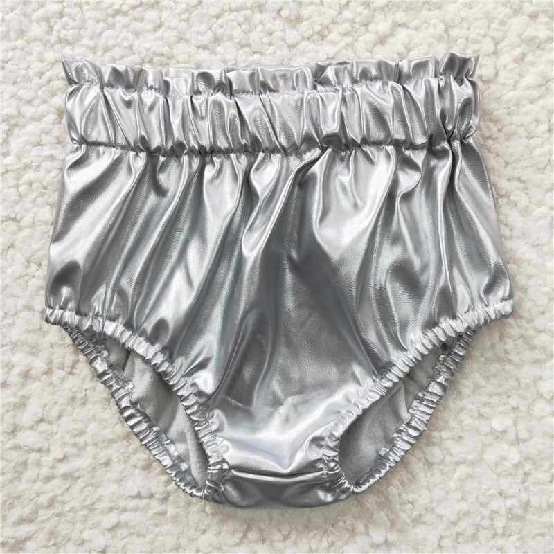 SS0048 Baby Girls Silver Leather Summer Bummies Bottoms