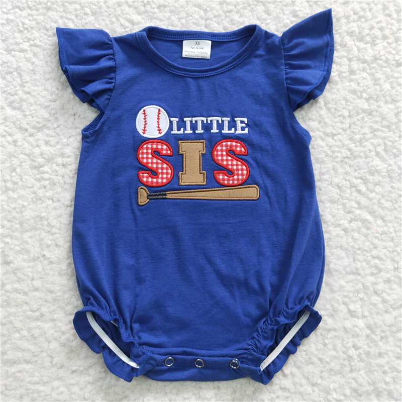 SR0290 Baby Girls Little Bister Baseball Rompers